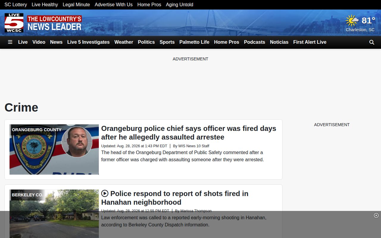 Colleton County regional crime news source interface